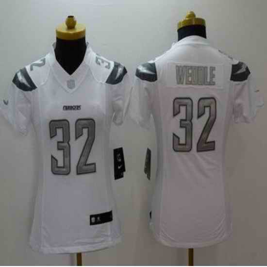 Women New San Diego Chargers #32 Eric Weddle White Stitched NFL Limited Platinum Jersey